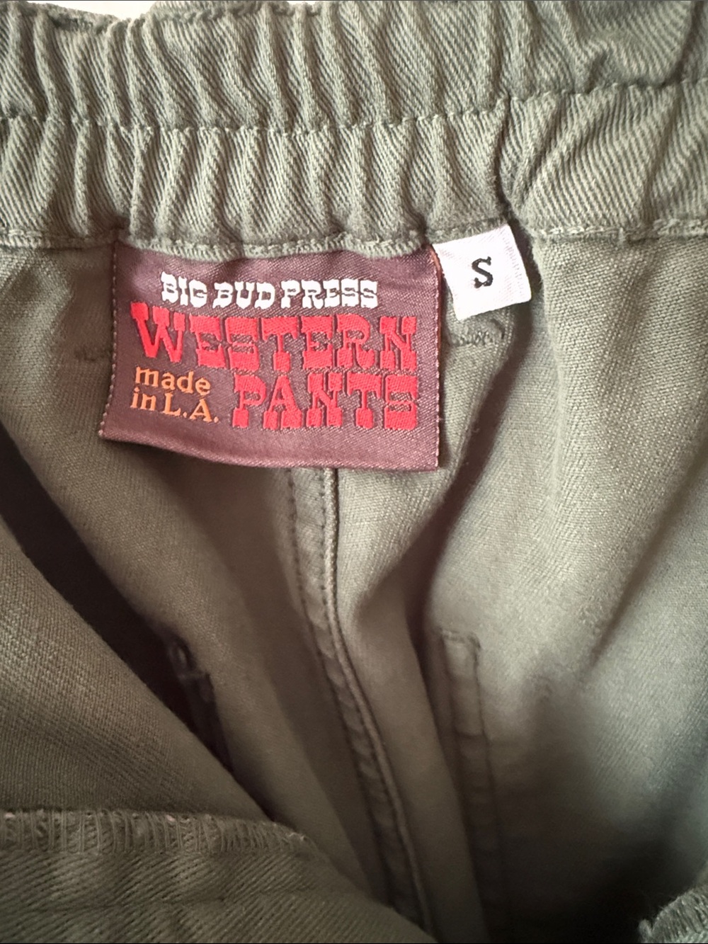 Big Bud Press Western Pants Green Mushroom Print Wide Leg Elastic Waist Womens M - Picture 2 of 4
